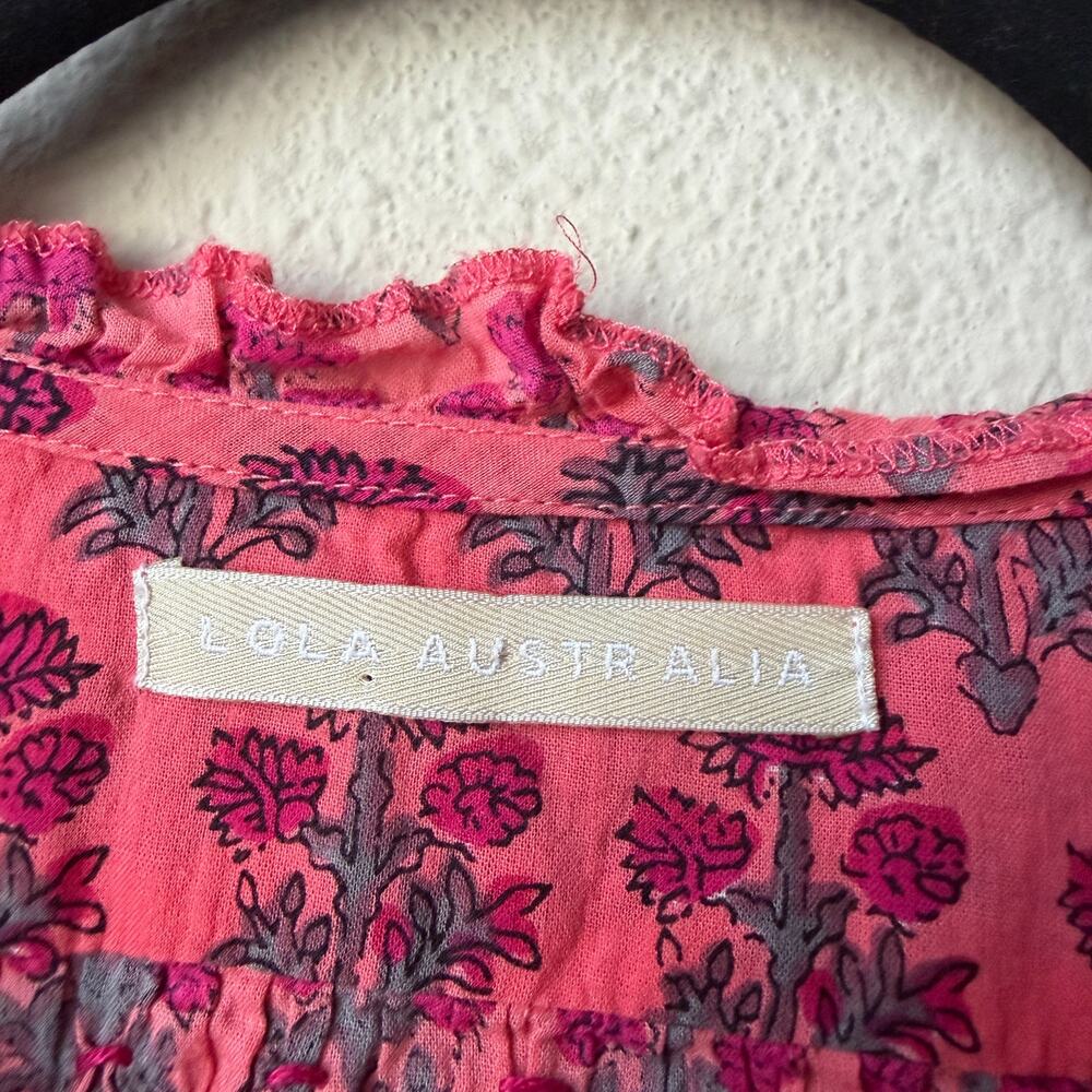 Lola Australia Pink Floral Cotton Long Sleeve Blouse Size S - Picture 4 of 7